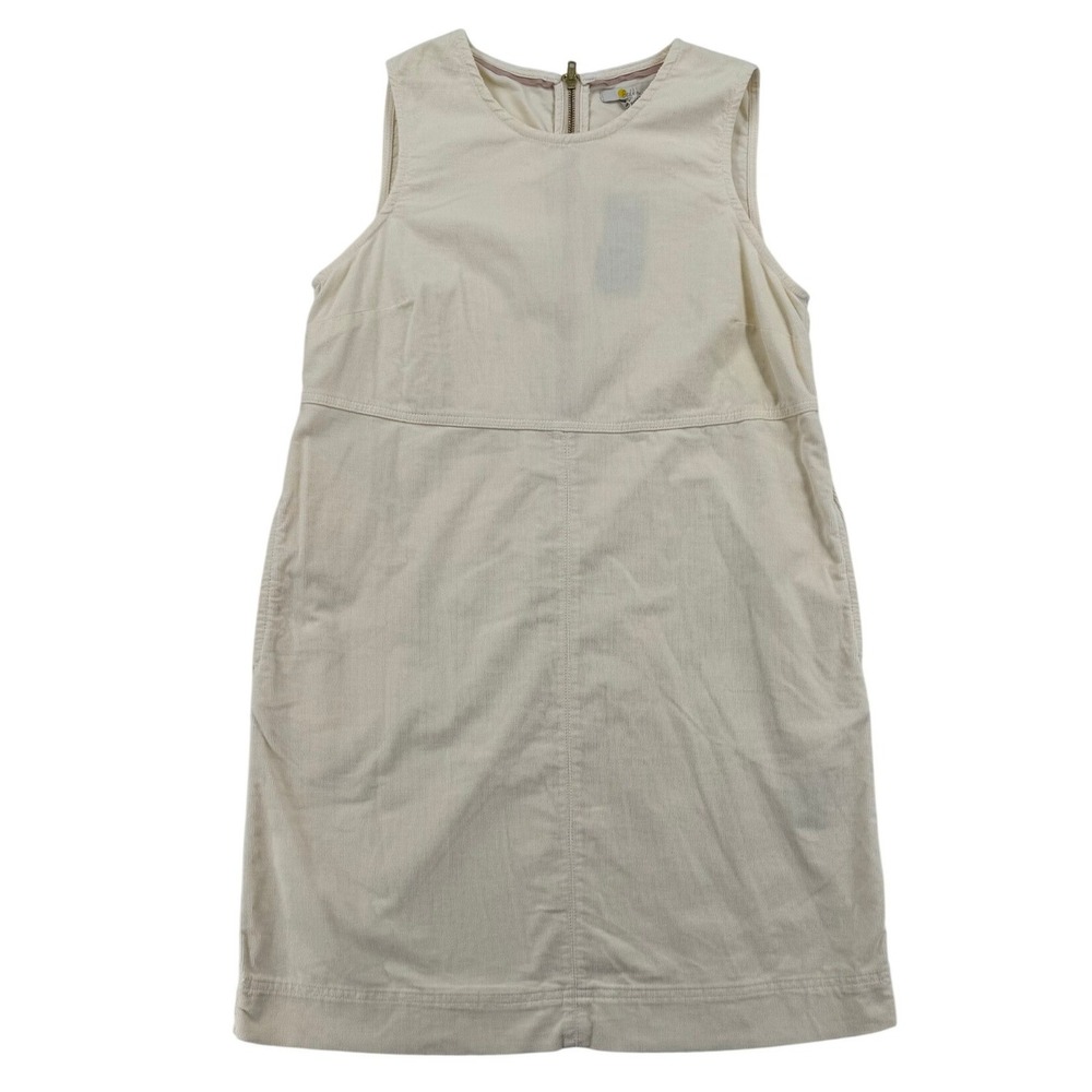 Boden Evie Cord Shift Dress Womens 12 Cream NEW Sleeveless Pockets D0392
